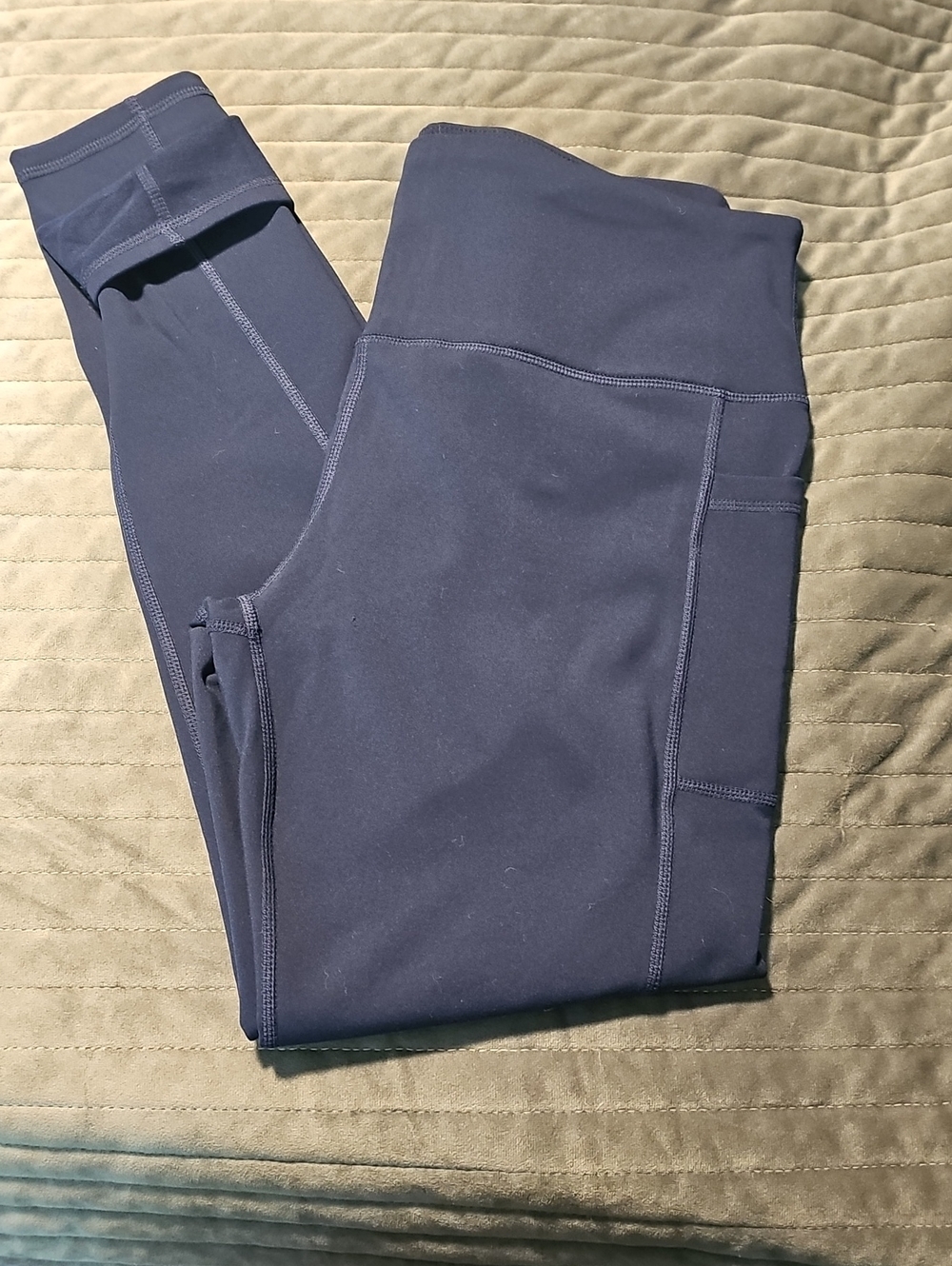 Navy Thermal High-Waist Athletic Leggings With Pockets XL